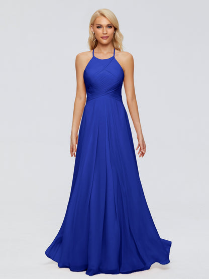 Finley A-line Halter Chiffon Bridesmaid Dresses