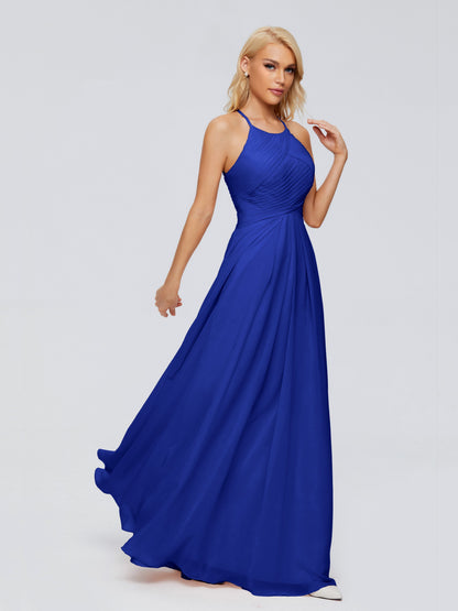 Finley A-line Halter Chiffon Bridesmaid Dresses