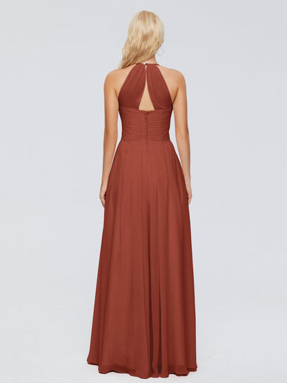Finley A-line Halter Chiffon Bridesmaid Dresses