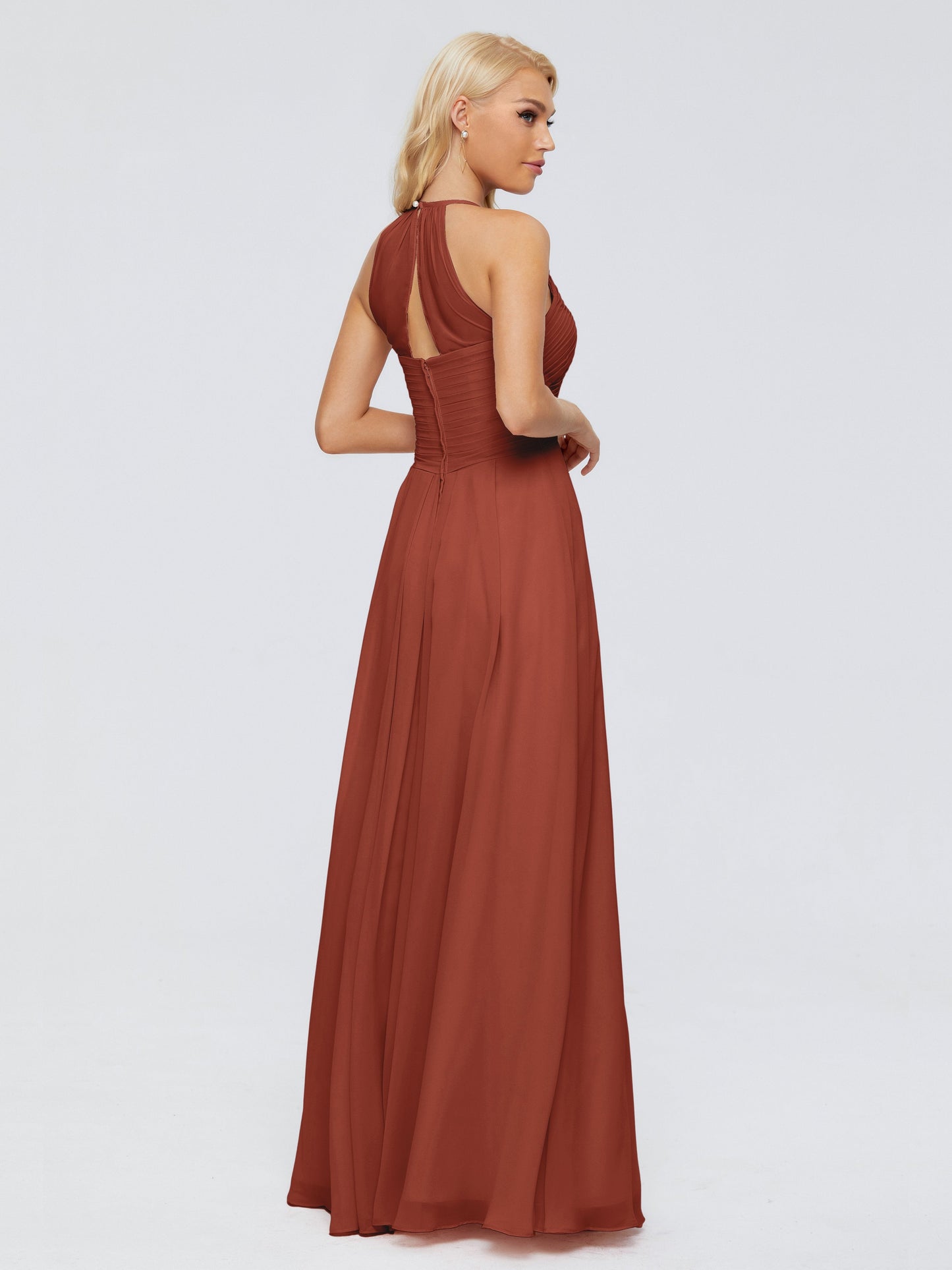 Finley A-line Halter Chiffon Bridesmaid Dresses