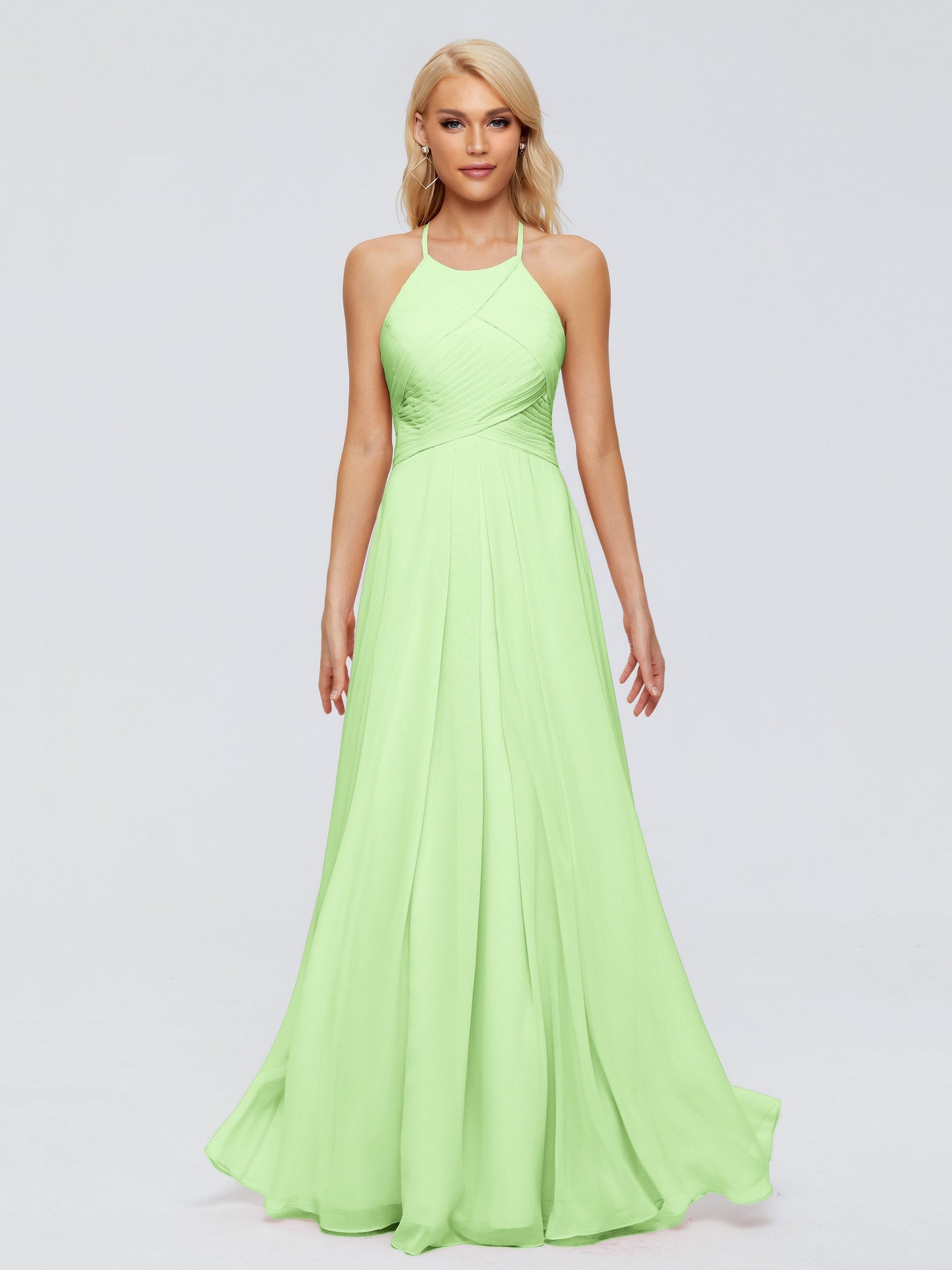 Finley A-line Halter Chiffon Bridesmaid Dresses