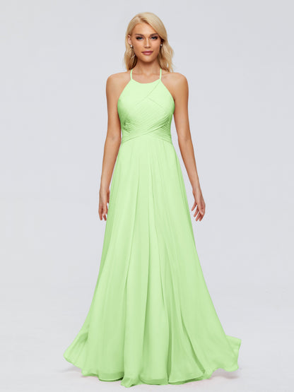 Finley A-line Halter Chiffon Bridesmaid Dresses