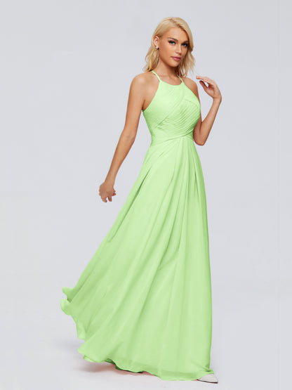 Finley A-line Halter Chiffon Bridesmaid Dresses