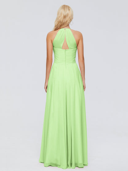 Finley A-line Halter Chiffon Bridesmaid Dresses