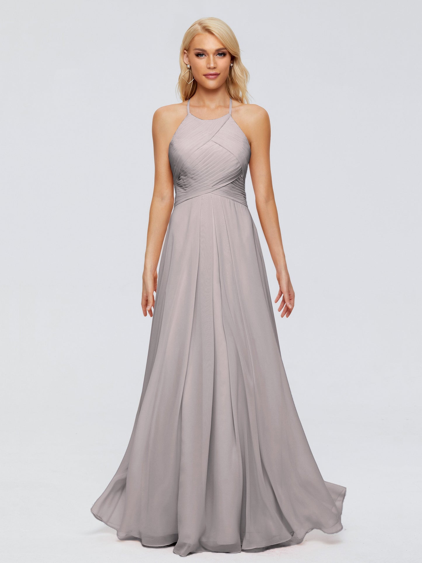 Finley A-line Halter Chiffon Bridesmaid Dresses
