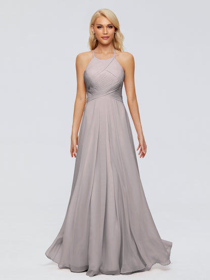 Finley A-line Halter Chiffon Bridesmaid Dresses