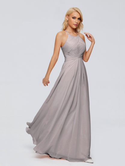 Finley A-line Halter Chiffon Bridesmaid Dresses