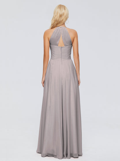 Finley A-line Halter Chiffon Bridesmaid Dresses