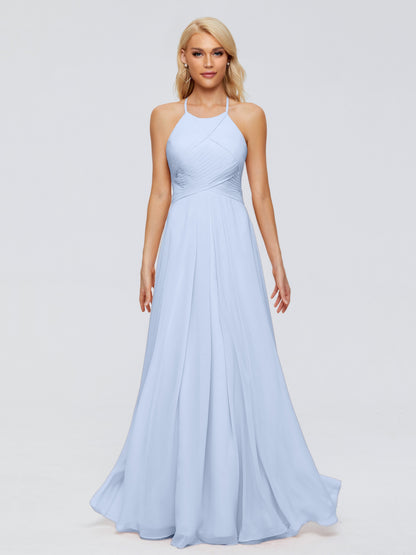 Finley A-line Halter Chiffon Bridesmaid Dresses