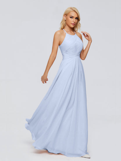 Finley A-line Halter Chiffon Bridesmaid Dresses