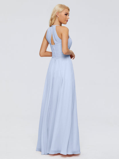 Finley A-line Halter Chiffon Bridesmaid Dresses