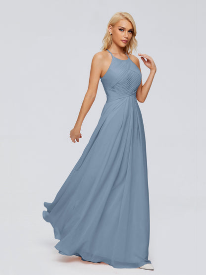 Finley A-line Halter Chiffon Bridesmaid Dresses