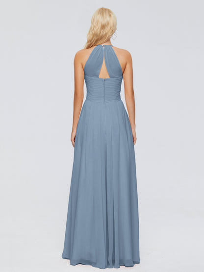 Finley A-line Halter Chiffon Bridesmaid Dresses