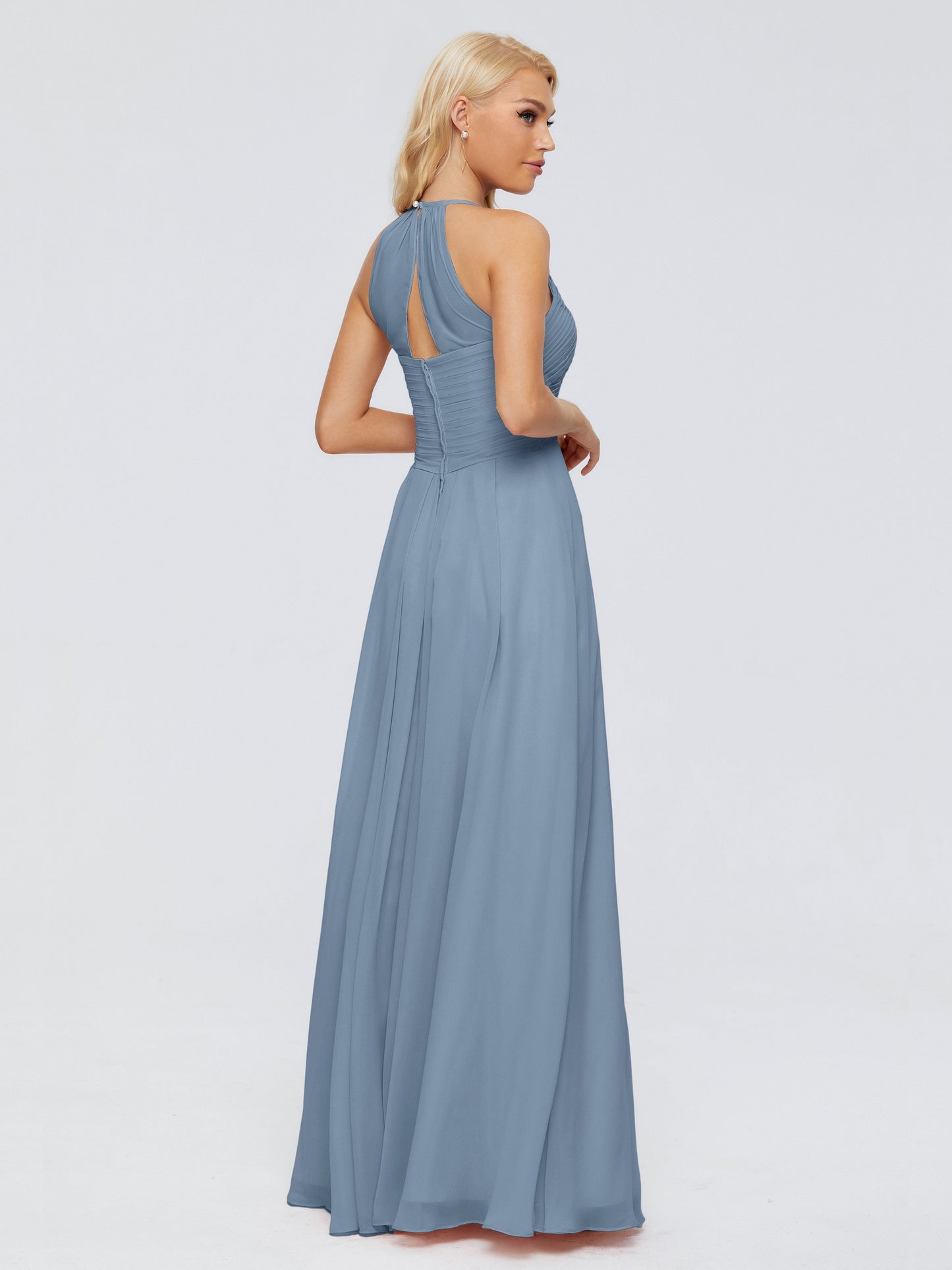 Finley A-line Halter Chiffon Bridesmaid Dresses