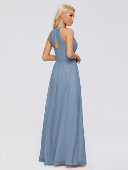 Finley A-line Halter Chiffon Bridesmaid Dresses