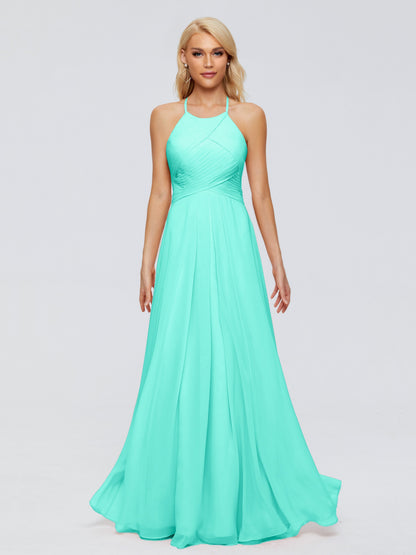 Finley A-line Halter Chiffon Bridesmaid Dresses