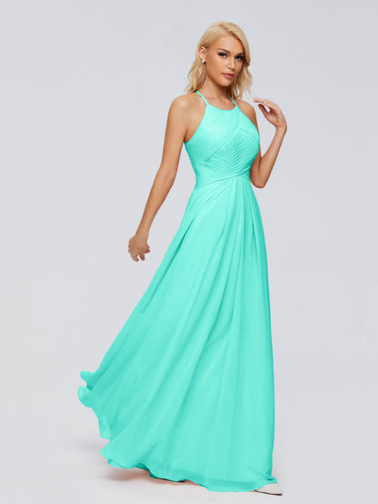 Finley A-line Halter Chiffon Bridesmaid Dresses