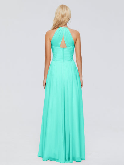 Finley A-line Halter Chiffon Bridesmaid Dresses