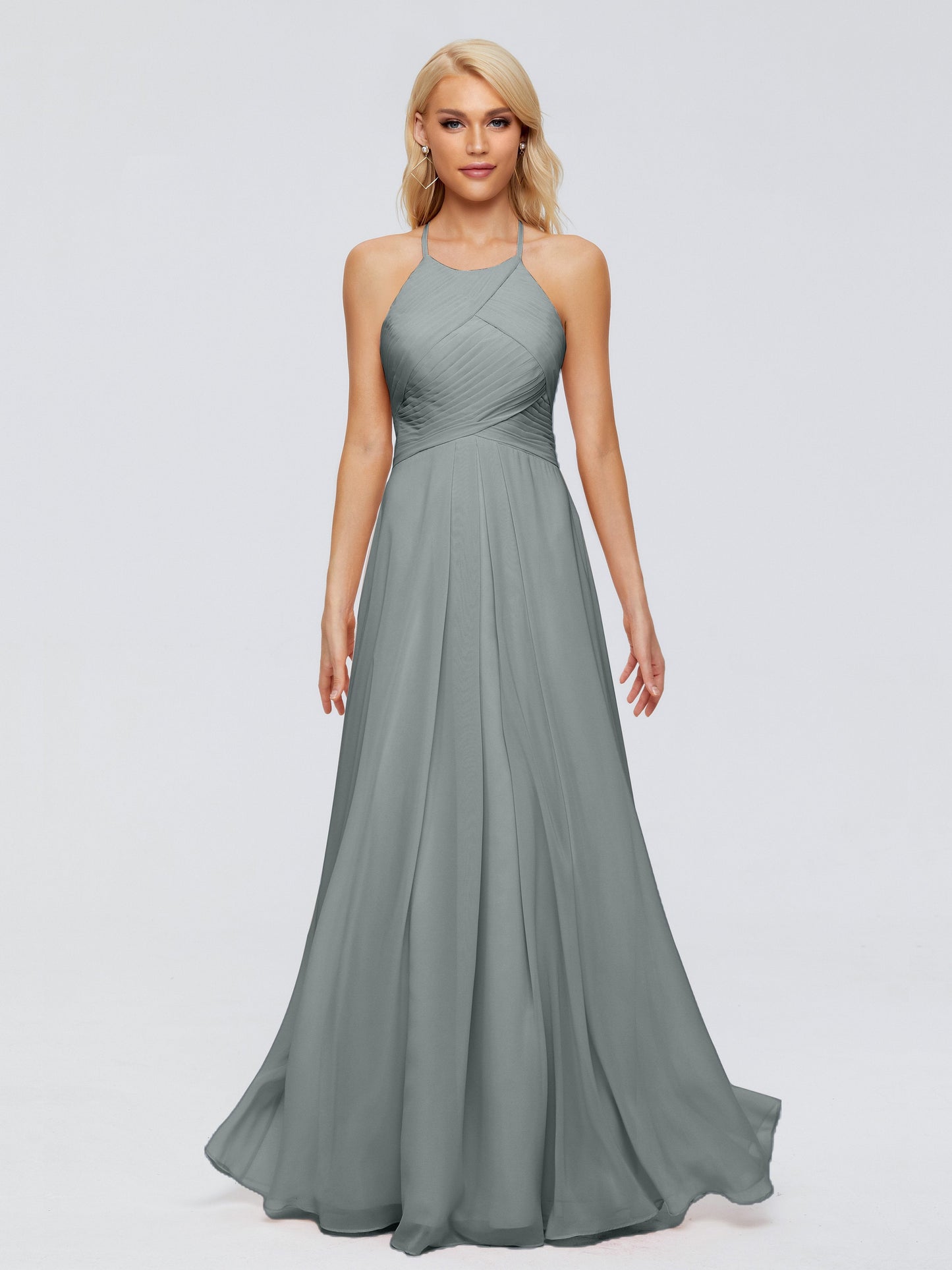 Finley A-line Halter Chiffon Bridesmaid Dresses