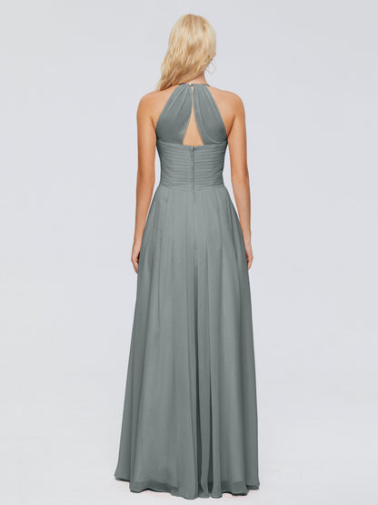 Finley A-line Halter Chiffon Bridesmaid Dresses
