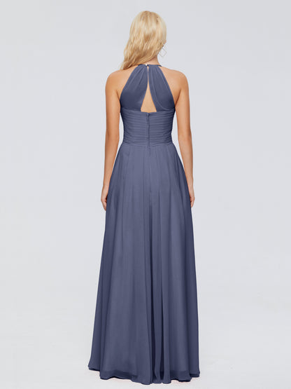 Finley A-line Halter Chiffon Bridesmaid Dresses