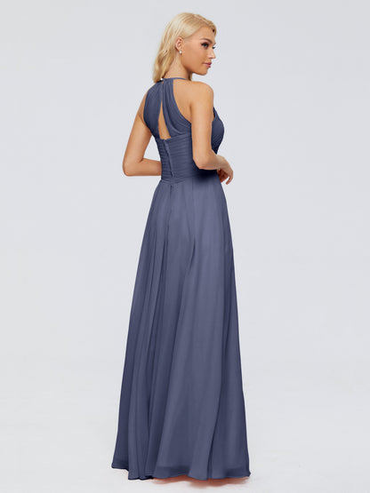 Finley A-line Halter Chiffon Bridesmaid Dresses