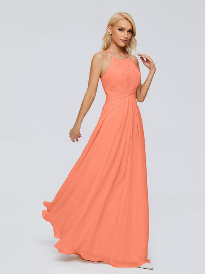 Finley A-line Halter Chiffon Bridesmaid Dresses