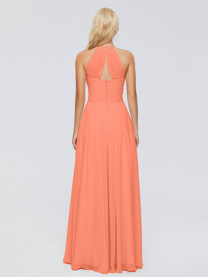 Finley A-line Halter Chiffon Bridesmaid Dresses