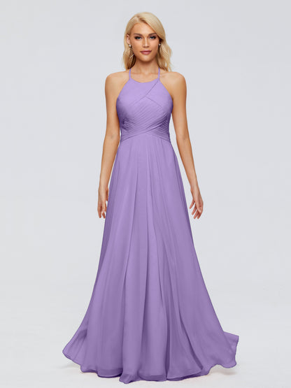 Finley A-line Halter Chiffon Bridesmaid Dresses
