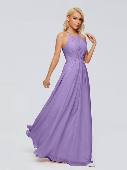 Finley A-line Halter Chiffon Bridesmaid Dresses
