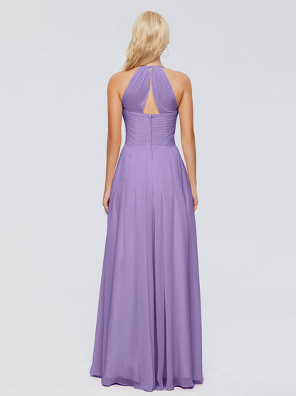Finley A-line Halter Chiffon Bridesmaid Dresses