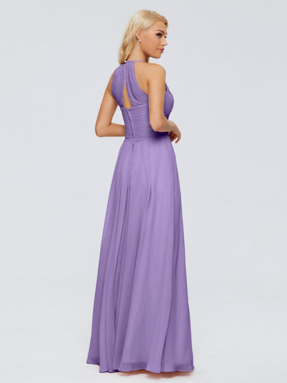 Finley A-line Halter Chiffon Bridesmaid Dresses