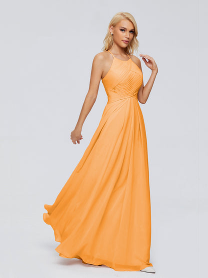 Finley A-line Halter Chiffon Bridesmaid Dresses
