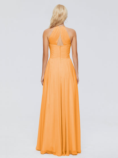 Finley A-line Halter Chiffon Bridesmaid Dresses