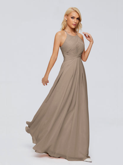 Finley A-line Halter Chiffon Bridesmaid Dresses