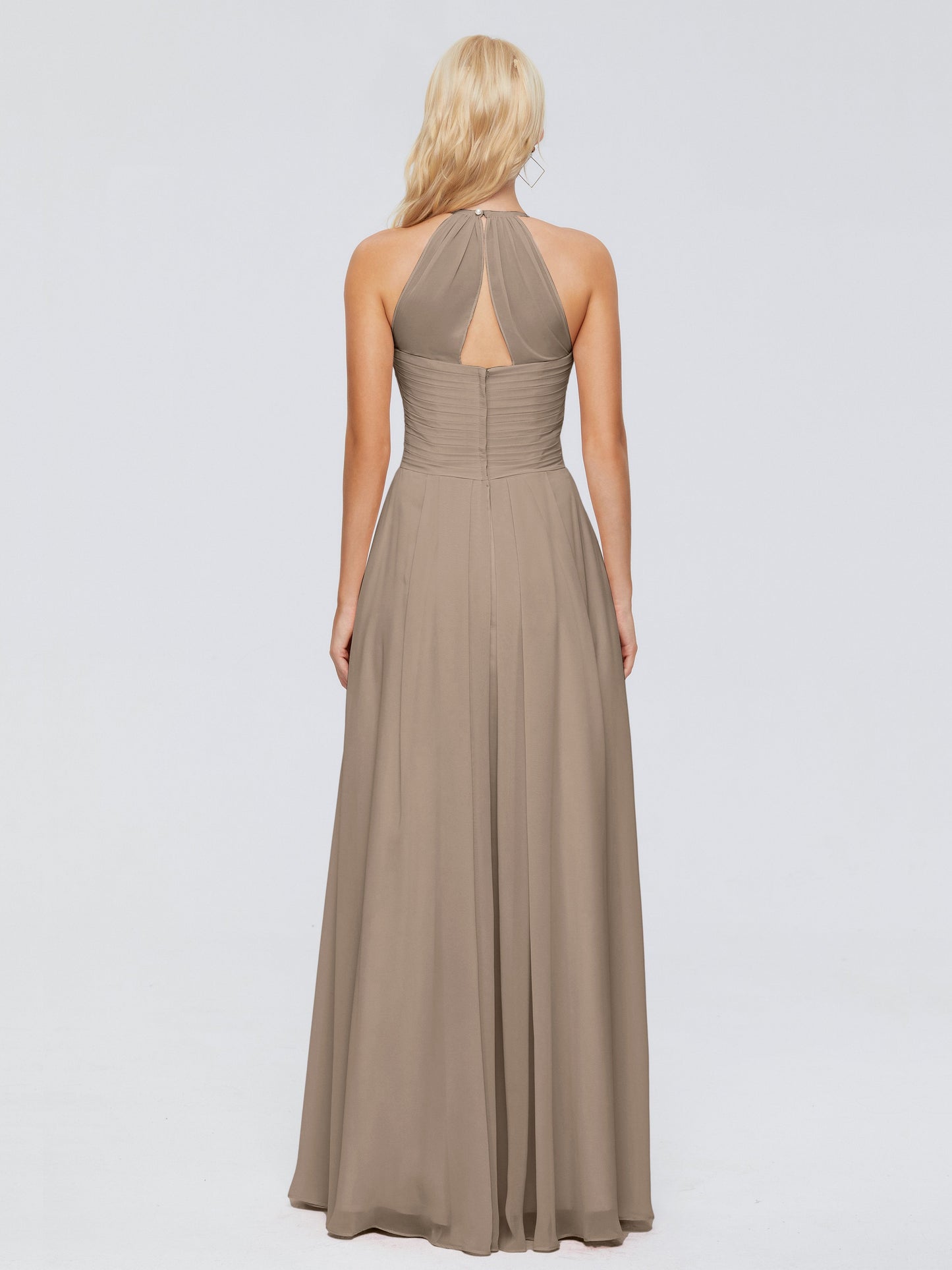 Finley A-line Halter Chiffon Bridesmaid Dresses