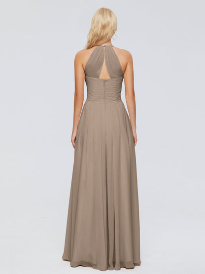 Finley A-line Halter Chiffon Bridesmaid Dresses