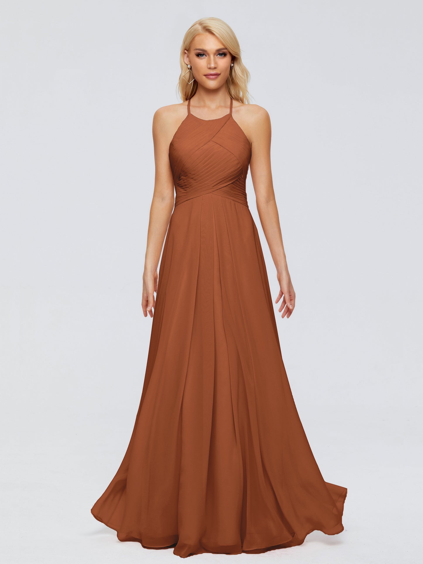 Finley A-line Halter Chiffon Bridesmaid Dresses