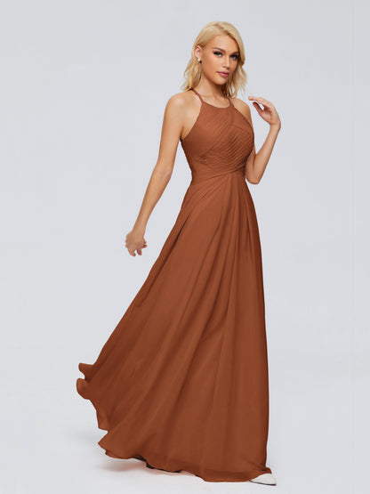 Finley A-line Halter Chiffon Bridesmaid Dresses