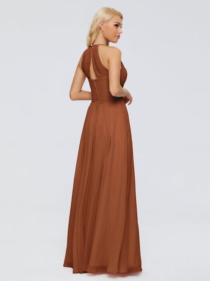 Finley A-line Halter Chiffon Bridesmaid Dresses