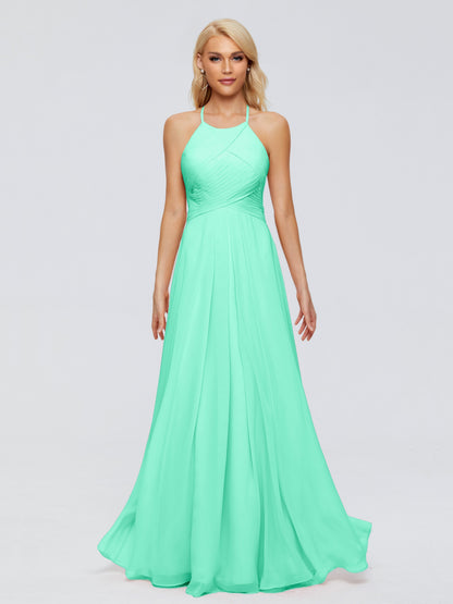 Finley A-line Halter Chiffon Bridesmaid Dresses