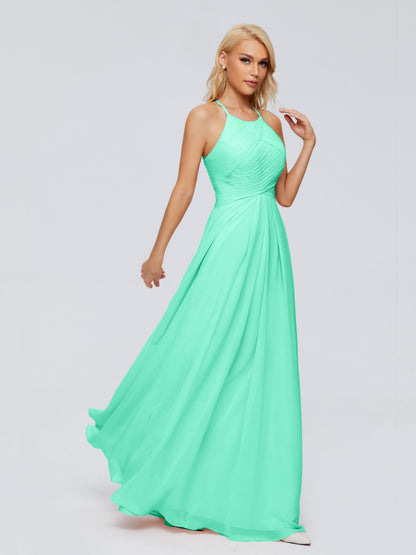Finley A-line Halter Chiffon Bridesmaid Dresses
