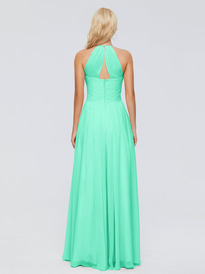 Finley A-line Halter Chiffon Bridesmaid Dresses