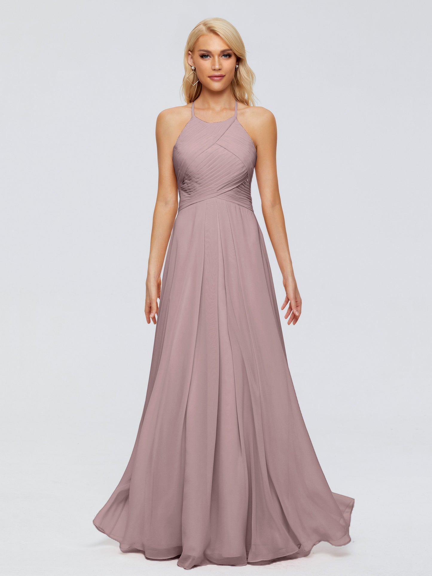 Finley A-line Halter Chiffon Bridesmaid Dresses