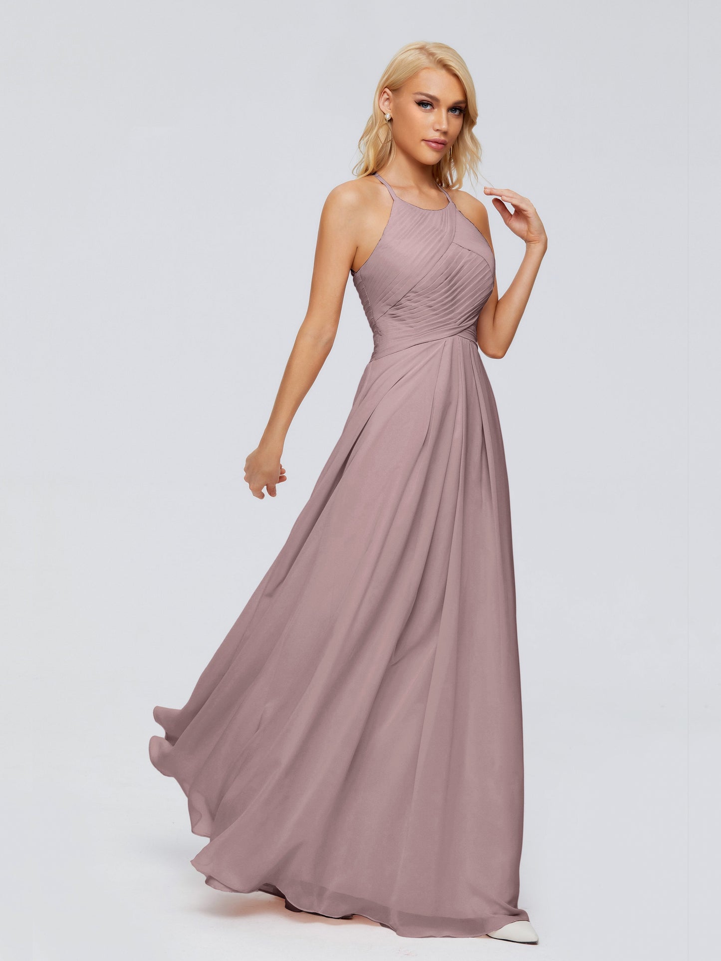 Finley A-line Halter Chiffon Bridesmaid Dresses