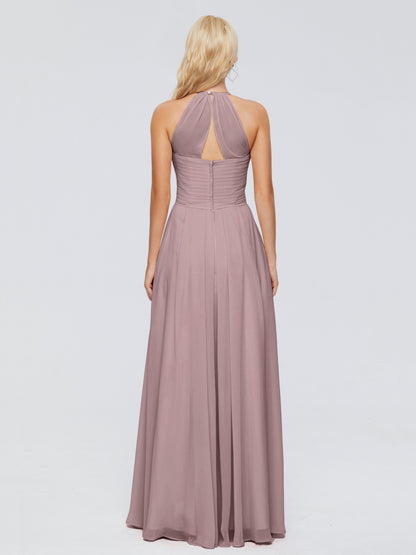 Finley A-line Halter Chiffon Bridesmaid Dresses