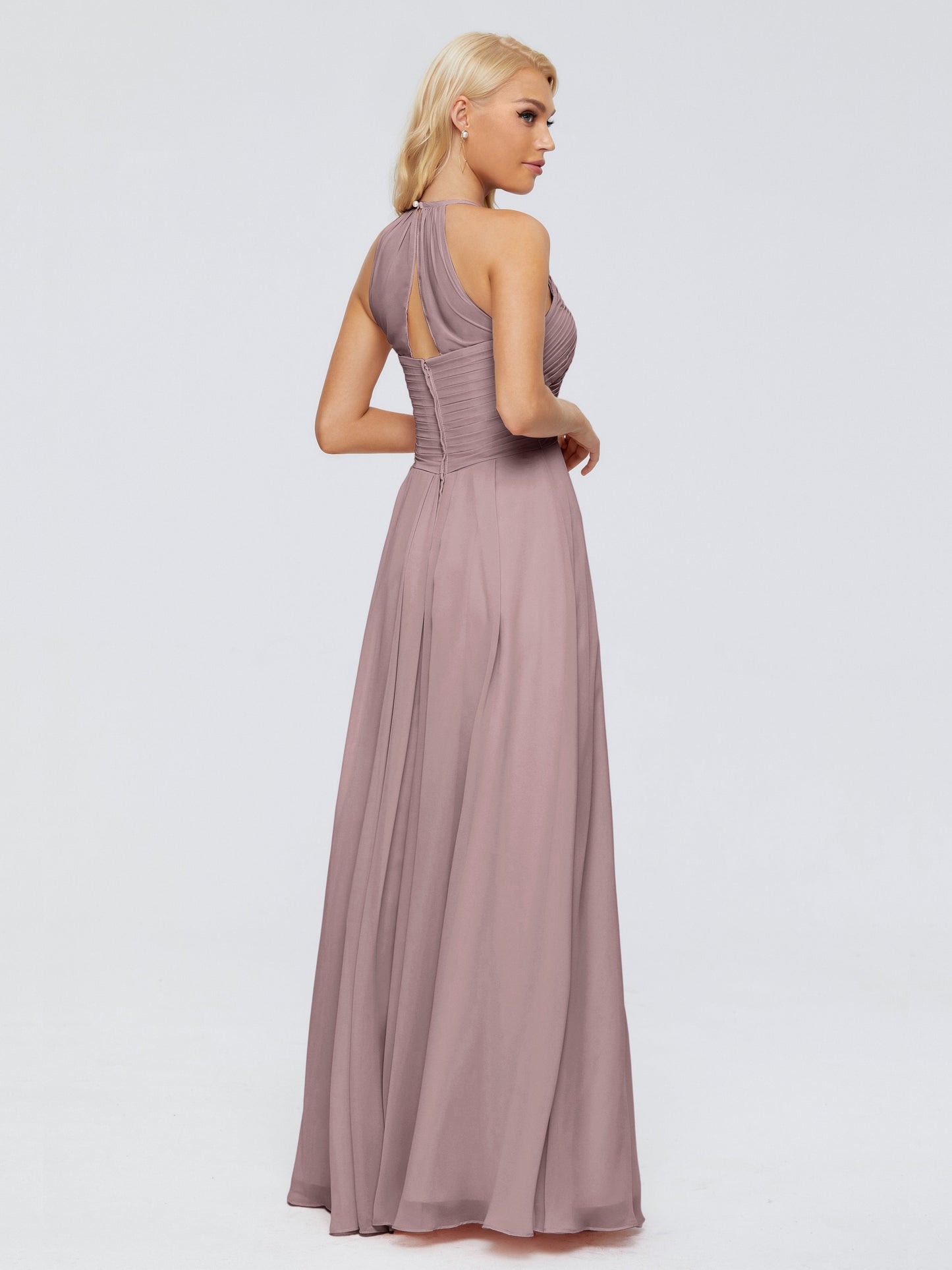 Finley A-line Halter Chiffon Bridesmaid Dresses