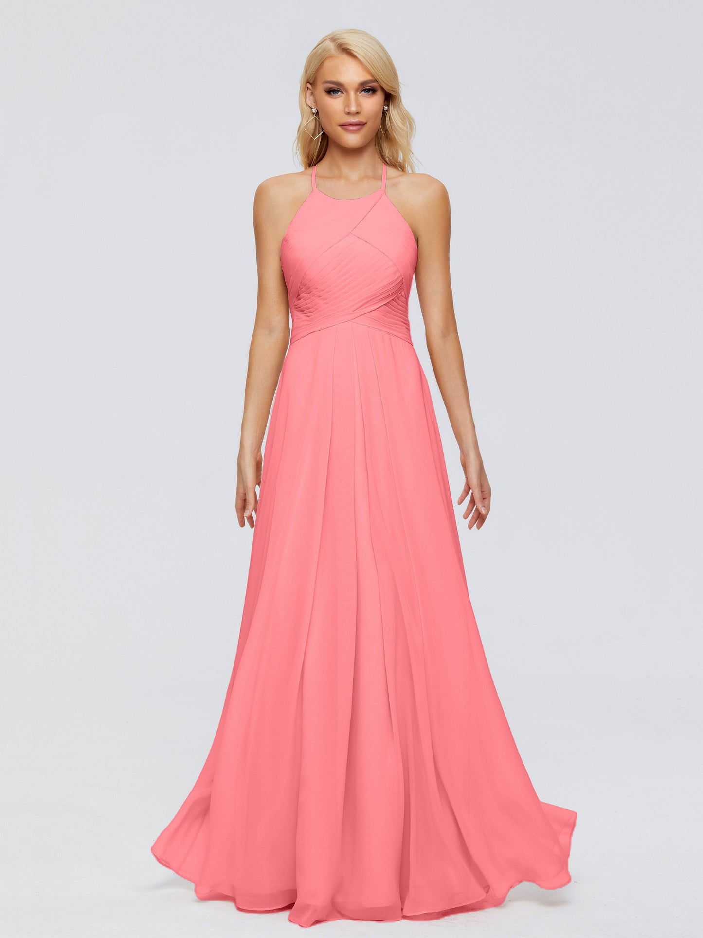Finley A-line Halter Chiffon Bridesmaid Dresses