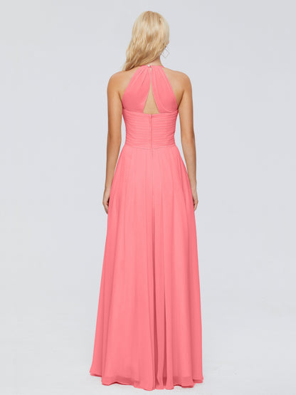 Finley A-line Halter Chiffon Bridesmaid Dresses