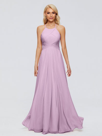 Finley A-line Halter Chiffon Bridesmaid Dresses